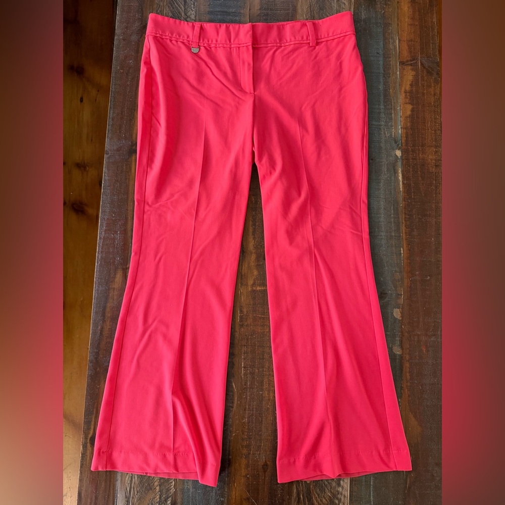 New York & Company Women’s 14 Bright Coral Pink Flare Pants